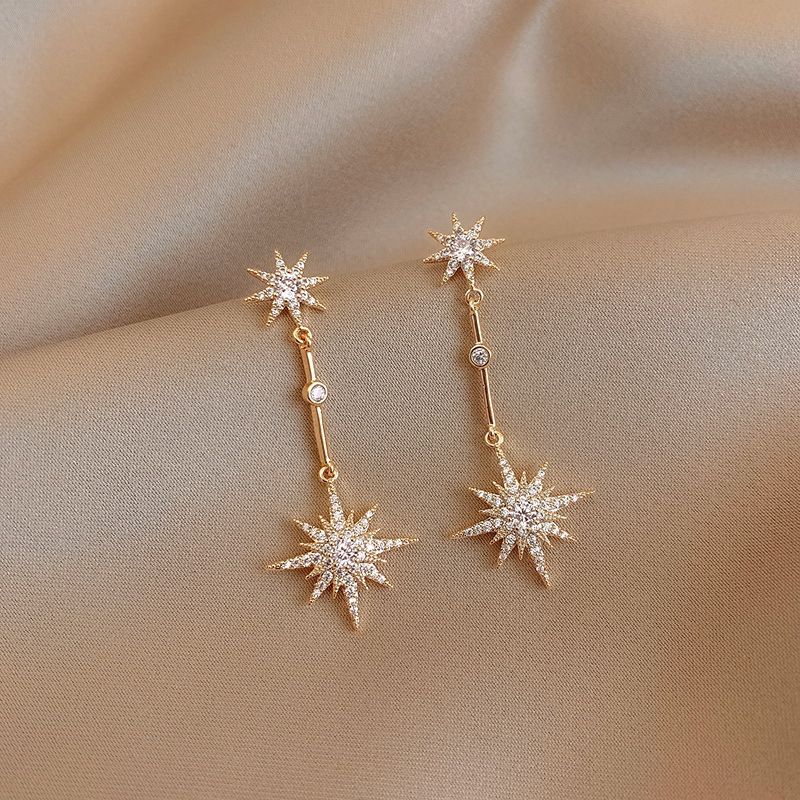 Crystal Star Long Earrings For Women- SavanaZon