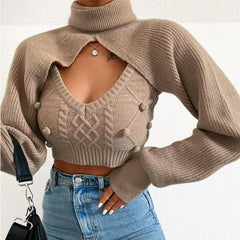 Women Hollow Out Turtleneck Top-SavanaZon