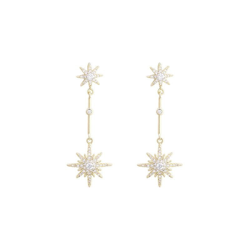 Crystal Star Long Earrings For Women- SavanaZon