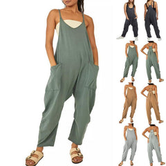 Suspender Pockets Loose Jumpsuits-SavanaZon