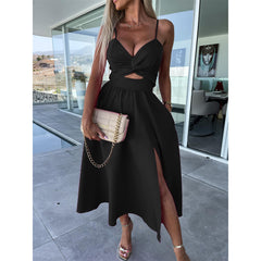 Elegant Crossed High-waisted Dress- SavanaZon